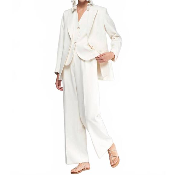 VILAGALLO Pants - NEW VILAGALLO crepe wide leg trousers in cream